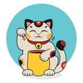 Isolated illustration of Maneki Neko. Characters of Asian happy cats. Japanese culture. Cartoon clipart. Vector