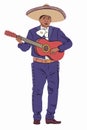 Isolated illustration of a mexican guitarist, vector drawing Royalty Free Stock Photo