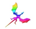 Isolated illustration of a rainbow colored dragon on a white background