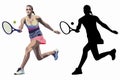 Isolated illustration of a tennis player, vector draw Royalty Free Stock Photo