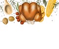 Isolated Illustration Thanksgiving Day or Christmas dinner..