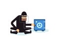 Isolated illustration thief hacks safe