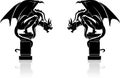 Twin Gargoyle Statue Silhouette Royalty Free Stock Photo