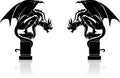 Twin Gargoyle Statue Silhouette