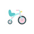 Isolated image of a blue tricycle balance bike with a chair seat Royalty Free Stock Photo