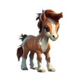 Adorable Baby Pony. Animal Character Digital Illustration.