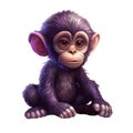 Adorable Digital Illustration of Baby Chimp