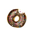 Chocolate frosting donut with colorful sprinkles digital illustration