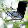 Isolated image of laptop and stethoscope close-up Royalty Free Stock Photo