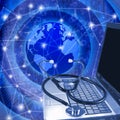 Isolated image of laptop and stethoscope close-up Royalty Free Stock Photo