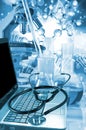 Isolated image of laptop and stethoscope close-up Royalty Free Stock Photo
