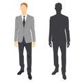 Isolated image of office male manager assistant, flat vector silhouette Royalty Free Stock Photo