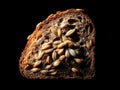 An isolated image of a slice of brown bread with visible seeds Royalty Free Stock Photo