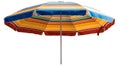 An isolated image of a striped beach umbrella with a white background Royalty Free Stock Photo