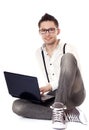 Isolated image of a young man with his laptop. Royalty Free Stock Photo