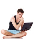 Isolated image of a young man with his laptop. Royalty Free Stock Photo