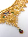 Isolated  Indian gold necklace closeup Royalty Free Stock Photo