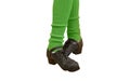 Isolated with Irish dancer in hard shoes and green leggings on white background Royalty Free Stock Photo