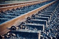 Isolated iron made railway tracks unique black and white photo