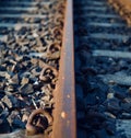 Isolated iron made railway tracks unique photo