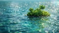 An isolated island surrounded by polluted waters representing the threat of environmental exploitation in remote