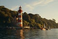 Isolated Islands Captivating Lighthouse, Aiding Ships with its Illuminating Beam