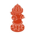 Isolated Isometric Silhouette of Red Fire Hydrant