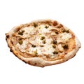 Isolated italian pizza with chicken and capers