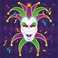Isolated jester hat Colored mardi gras poster Vector Royalty Free Stock Photo