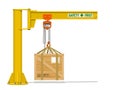 Isolated Jib crane with wooden crate on transparent background Royalty Free Stock Photo