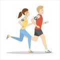 Isolated jogging couple. Royalty Free Stock Photo