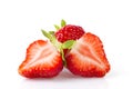 Isolated juicy strawberries over white background