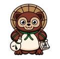 Isolated kawaii asian bear Neko character