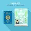 Isolated Kazakhstan passport design template. Flat vector illustration.