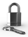 Isolated key and padlock on white background Royalty Free Stock Photo