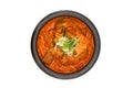 Isolated Kimchi soup in the black stone bowl in studio light on the white background Royalty Free Stock Photo