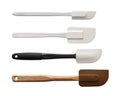 Isolated kitchenware wooden and plastic rubber scraper set for b