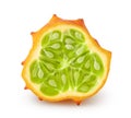 Isolated kiwano. Slice of kiwano melon fruit isolated on white background with clipping path.