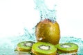 Isolated Kiwi with water splash Royalty Free Stock Photo