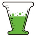 Isolated laboratory flask with a green liquid