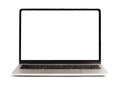 Isolated of laptop computer with white screen for mockup on white background and clipping path Royalty Free Stock Photo