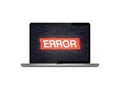 Isolated laptop with Error text on screen and glitch effect . The fault in the operating system vector illustration Royalty Free Stock Photo