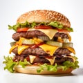 Isolated Large beef cheese burger