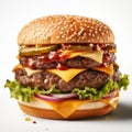 Isolated Large beef cheese burger