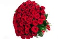 Isolated large bouquet of red rose isolated on white Royalty Free Stock Photo