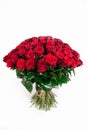 Isolated large bouquet of 101 red rose isolated on white, vertic Royalty Free Stock Photo