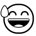 Isolated laughing monochrome emoji icon