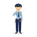 Isolated laughing policewoman.