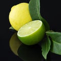 Isolated Lemons, limes and oranges fresh with bright colors Royalty Free Stock Photo