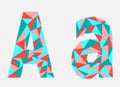 Isolated Letter A ,low poly alphabet,geometric style.Abstract vector.